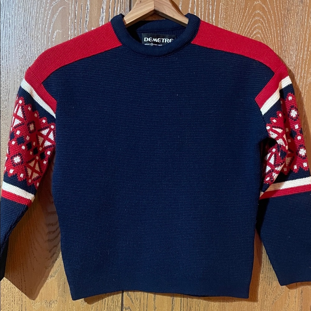 Juniors Navy and Red Sweater